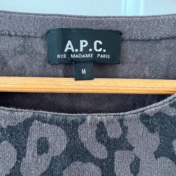 A.P.C France Black Gray Leopard Lightweight Cotton Sweater sz M APC Top - Picture 5 of 5